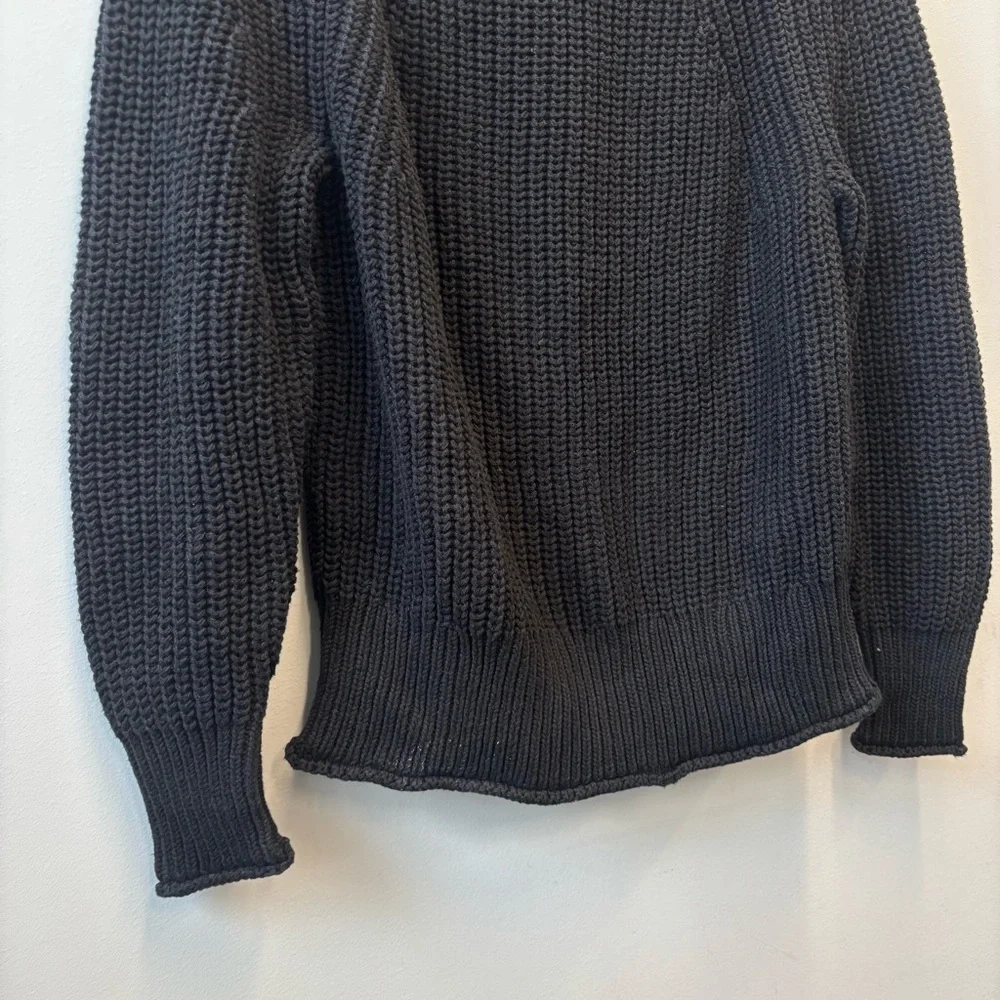 J Crew XS Roll Neck Sweater Black Chunky Knit Ribbed Sweater
